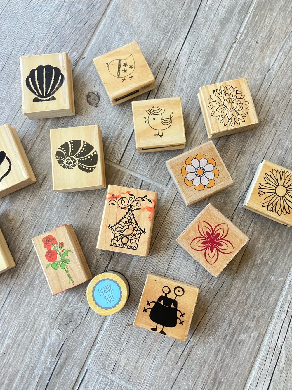 Seashell Scrapbook Stamps for Art Projects Stamps Flowers LOT of 15